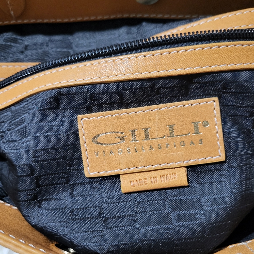 GILLI ViadellaSpigas Leather Tote Bag with Animal Print - Made in Italy - Picture 13 of 16